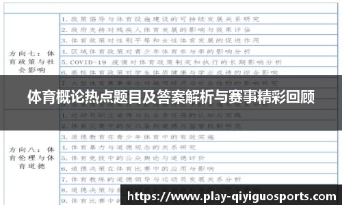 体育概论热点题目及答案解析与赛事精彩回顾